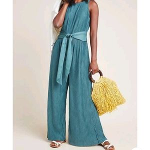 Anthropologie Marina Plisse Ribbed Sleeveless Jumpsuit